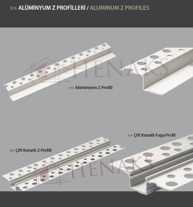  Alüminyum Z Profilleri ve Fuga Profilleri